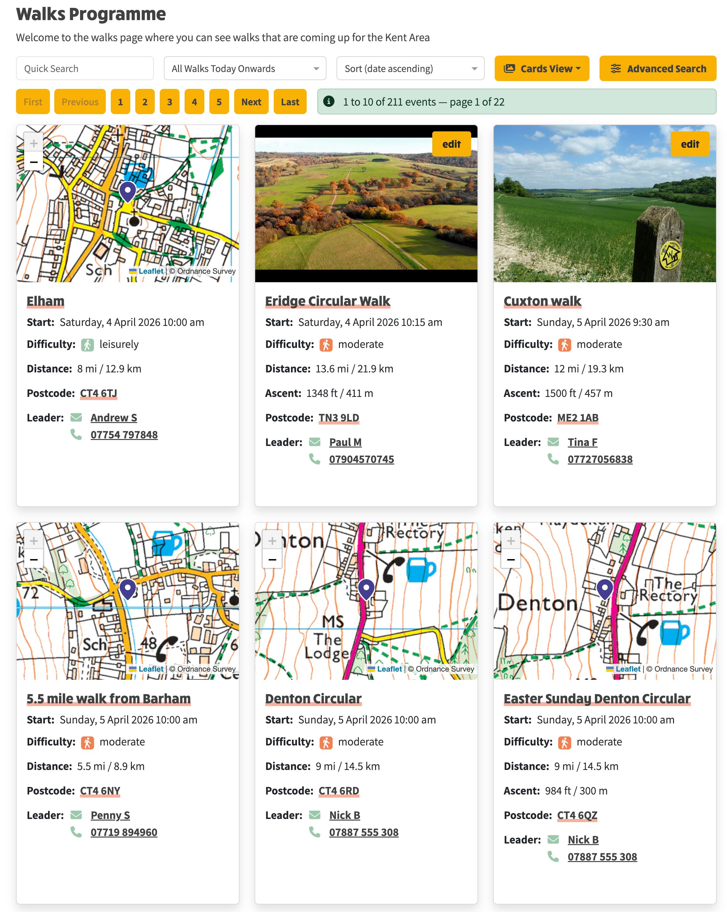 Walks programme